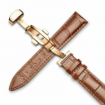 Ehtsast nahast k&auml;ekellarihma komplekt Elegantne 18/20/22/24mm kinnitusklambriga liblikpandla isetegemine Rose Gold Buckle-20mm helepruun v&auml;rv