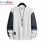 Cozy Up Spring Meeste dressipluus vabaaja hip hop t&auml;navar&otilde;ivad lahtised kapuutsid Meeste kapuuts Patchwork pullover Topid meeste uus s&uuml;gise dressid M valge