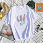 Hirsionsani l&uuml;hikeste varrukatega T-s&auml;rk naiste 7 v&auml;rvitr&uuml;kiga 100% puuvillane kaelus Korea Harajuku Tees Suvised plusssuuruses vintage s&auml;rgid M valge