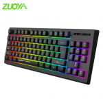 ZUOYA L100 juhtmeta klaviatuur, tundlik veekindel, ergonoomiline 2,4 GHz kile RGB taustvalgustusega juhtmeta klaviatuur kontorisse must