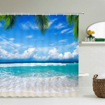 3d Rannamaastik Du&scaron;ikardinad Meri Ookean Vahemere Vannitoa kardin Veekindel riidest kaunistus 180*240cm Vannikardin 150x180cm