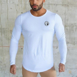 Muscleguys kevade ja s&uuml;gise meeste spordi- ja vabaaja pikkade varrukatega T-s&auml;rk Fitness Mugav pullover kampsun alumine s&auml;rk M must