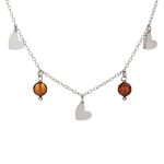 Les Tr&eacute;sors De Lily [R5547] - K&auml;sitsi valmistatud h&otilde;bedast kaelakee 'Inspiration' merevaigust konjak - s&uuml;damed 7 mm - p&auml;rl 5 mm pruun