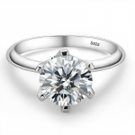 Moissanite teemants&otilde;rmus originaal soliidne 925 h&otilde;bedane kihlas&otilde;rmus klassikaline &uuml;mmargune naiste pulmakingitus suurus 1,0 karaat 6