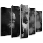 Viieosalise pildiga l&otilde;uendiprint Buddha kuju must ja valge 100x70 must/valge