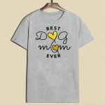 ZIMOXUANi suvine naiste l&uuml;hikeste varrukatega s&auml;rk  Best Dog Mom Ever  Puuvillane vabaaja emme s&auml;rk S valge