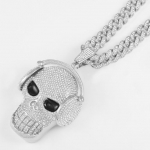 Vintage hip-hop punk Cz Ice Out Skull kaelakeed naistele meestele Rock Cool domineeriv skeleti ripats kaelakee Boho ehted 24inch(60cm)