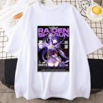 Genshin Impact &ndash; Raiden Shoguni T-s&auml;rk Anime Unsiex l&uuml;hikeste varrukatega sporditopsid vabaaja graafiline lahtine t-s&auml;rk XS valge
