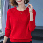 Kevadine l&uuml;hike kampsun avar naiste žakaarv&auml;rvi &uuml;hev&auml;rviline silmkoeline pullover Mitmek&uuml;lgne mugav pehme topp M punane