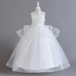 T&uuml;drukute printsesskleit puhvis v&otilde;rkseelik pulmakleit &otilde;htukleit pikk lilleline t&uuml;drukukleit 120cm (Height 110-120cm) valge