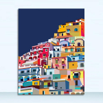L&otilde;uendimaal Arhitektuurikunst Amalfi ranniku plakatikaunistus reisija kingitus Positano Itaalia printimine Amalfi ranniku v&auml;rviline seinakunst 21x30 No Frame