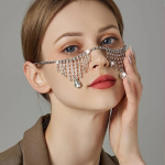 Stonefans Rhinestone Decor Tutt N&auml;okett Ehted Naiste Mask Loor Boheemlane Halloween Peakett Ehted India pruudi pulm Gold Face Chain