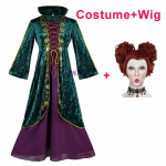 Hocus Pocus Cosplay Winifredi kost&uuml;&uuml;m Punane kuninganna keskaegne kleit Winifred Sandersoni Cosplay paruka komplekt Halloweeni kost&uuml;&uuml;m naistele Winifred Costume Wig-Kids 120cm&Hocus Pocus black