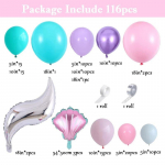116 tk Merineitsi saba kest &otilde;hupall Garland Arch Roosa lilla lateks &otilde;hupall Baby Shower T&uuml;druk 1. s&uuml;nnip&auml;evapeol soosib pulmi 116pcs
