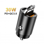 USB C autolaadija, 30 W PD / 30 W QC &uuml;likiire laadimine, v&auml;ikseim automaatse pistikupesaga tulemasin USB laadija, &uuml;hildub iPhone'i, Samsungi jne 4.37x2.18cm must