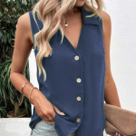 Tank top s&auml;rk naiste suvemood &uuml;hev&auml;rviline V-kaelusega &scaron;ifoons&auml;rk Varrukateta n&ouml;&ouml;pidega pluus avarad riided Blusas 27987 S