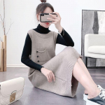 Pullover Vest Naiste S&uuml;gis- ja Talvine Kootud Keskmise pikkusega kampsun Vest Seelik Alumine Kleit Rihm Kleit Kampsun Naiste Topid One Size khaki