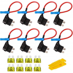 8 t&uuml;kki 12 V autokaitsmed Snap-Lock pistikud tera kaitsme adapter keskmise suurusega auto pistikupesa kaitsme jaotur Lisa-A vooluringi tera kaitsmed Standardne kaitse Ho 23x17x3cm