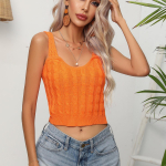 GMXIA naiste moe vabaaja &uuml;hev&auml;rvilised suvised kevadised varrukateta U-kaelusega silmkoelised vestid S oranž