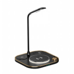 15w kiire 3-&uuml;hes juhtmevaba laadimine iPhone'ile Huawei Samsung Xiaomi telefonidele iWatch k&otilde;rvaklapid Moodne LED kontori laualamp juhtmevaba laadija lamp must
