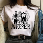 Maneskin Hip Hop Print Goth Harajuku naiste T-s&auml;rk Casual Ladies Basic O-kraega l&uuml;hikeste varrukatega Y2k top t-s&auml;rk t&uuml;drukule, Drop Ship L