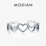Modian 925 Sterling Silver ebaregulaarne s&uuml;damest s&uuml;damesse reguleeritavad s&otilde;rmused Mood lihtsad peened ehted naistele kingitus h&otilde;be