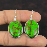 Vaseroheline t&uuml;rkiissinine k&otilde;rvar&otilde;ngas v&auml;&auml;riskivide k&otilde;rvar&otilde;ngad k&auml;sit&ouml;&ouml;na valmistatud ehted 925 h&otilde;bedast k&otilde;rvar&otilde;ngad tilkk&otilde;rvar&otilde;ngas Statement ehteid kingitus emale