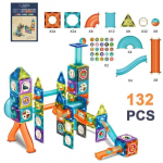 132 tk Magnetplaadid Marble Run ehituskomplekt, Marble Run Race Magnet Plokid m&auml;nguasjad, Laste STEM &otilde;ppe- ja harivad aju arendamise m&auml;nguasjad vanuses 6+ 39x30x7.5cm,132Pcs
