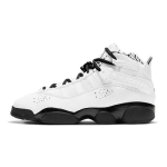 Air Jordan 6 Rings GS Motorsport Laste tossud Valge Must Metallik-Kuldne DJ6163-107 38