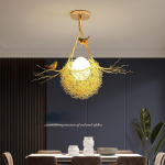 Laelamp K&auml;sitsi valmistatud alumiiniumtraadist Led elutoa lamp Soe magamistoaga s&ouml;&ouml;gitoa lamp Linnupesa Linnupesa Vahek&auml;igu l&uuml;hter B