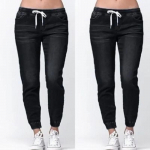 2023. aasta s&uuml;gisene elastne v&ouml;&ouml;koht pingutusn&ouml;&ouml;r naiste p&uuml;ksid vabaajapesu pliiatsp&uuml;ksid mood lahtised teksad 30210 S must