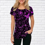 Suvine naiste T-s&auml;rk Dragonfly 3D tr&uuml;kitud topsid Moodsad &uuml;mara kaelusega l&uuml;hikeste varrukatega T-s&auml;rk T&auml;nava vaba vabaaja riided Naiste s&auml;rgid 6XL