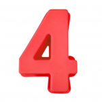 &Scaron;ikk isetegemise k&auml;sit&ouml;&ouml;, tugeva konstruktsiooniga silikoonist l&auml;bipaistva tekstuuriga numbrid k&uuml;psisevormid, peokaunistused, koogivorm 4 punane