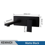 Kuldkattega vannitoa valamusegisti Seinale kinnitatav messingist kraanikaussi segistid, kraan, varjatud kraana kuuma ja k&uuml;lma vee must segisti must