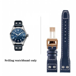 Kvaliteetne ehtsast nahast neetidega kellarihm 21 mm 22 mm, sobib IWC Big Pilot Spitfire TOP GUN jaoks pruunist sinisest veisenahast kellarihmad Blue-rose gold 22mm