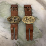 2 tk tahket &uuml;mmargust p&auml;ikesekella Nautiline kompass Messingist k&auml;ekell Nahkrihm Unisex, Meeste, Naiste Steampunk p&auml;ikesekella k&auml;ekell