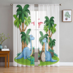 Looduses olevad dinosaurused l&auml;bipaistvad kardinad elutoa akendele, l&auml;bipaistvad t&uuml;llkardinad, magamistoa eesriided kodukaunistuseks 135W x 114H(cm)