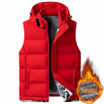 Meeste Vest Jope Kapuutsiga Meeste Talvised Soojad Varrukateta Joped Meeste Vabaaja Vest Tahke Vest Paksendav Veste Homme 6XL 8XL 10XL 7XL punane