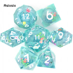 7 tk Sinine voolav liivvalge numbriga terava servaga vaigust t&auml;ringud mitmetahulised t&auml;ringud, mis sobivad rollim&auml;nguks RPG lauam&auml;nguks mitmev&auml;rviline