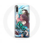 Coque pour Samsung Galaxy A70 Tanjiro et Nezuko Demon Slayer Kimetsu no Yaiba Anime