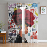 Barbershop Design Element l&auml;bipaistvad kardinad elutuppa Kaasaegsed moekardinad k&ouml;&ouml;gi jaoks T&uuml;llkardinad 135W x 114H(cm)