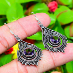Natural Amethyst Gemstone Handmade 925 Sterling Silver Earring 2.13 w3e70