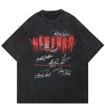 2024 Streetwear Letters Graafiline Unisex T-s&auml;rk Puuvillane Pestud Must Ts&auml;rk Unisex Tops T-s&auml;rk Suvine l&uuml;hikeste varrukatega T-s&auml;rk S must
