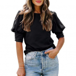 Naiste &uuml;laosa &uuml;mara kaelusega Patchwork Lantern varrukad &uuml;hev&auml;rvilised lahtised OL S valge