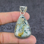 Natural Ocean Jasper Gemstone Handmade 925 Sterling Silver Pendant 2.25 f7s14