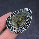 Natural Moss Agate Gemstone Handmade 925 Sterling Silver Ring Size 8 s7f96