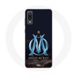 Coque Samsung Galaxy A02 OM logo bleu et dor&eacute;e stade