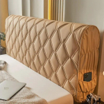 Paksendatud kriimustusvastane kassi vastu voodipeatsi kate Luksuslik PU-nahast tepitud k&otilde;ikeh&otilde;lmav voodipeakate voodipealne tolmukindel kate W160xH70cm pruun
