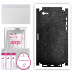 apgo Protective Skin Sticker for the back+sides compatible with Apple iPhone SE 2016, Full Wrap Film, Foil, Vinyl - Pattern Black Leather