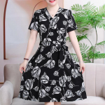 Suures suuruses 3XL-7XL Elegantsed kleidid naistele Oversize vabaaja l&uuml;hikeste varrukatega avarad vintage pikad varrukatega kleidid Suveriided 3XL must